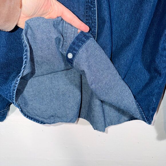 Vintage Disney Store Seven Dwarfs Embroidered Denim Shirt Button Front M - Picture 8 of 11